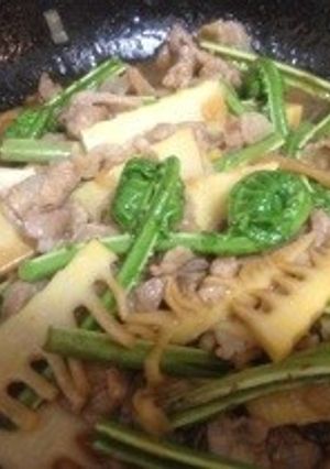 筍とこごみと豚肉の炒め物☆-レシピのメイン写真