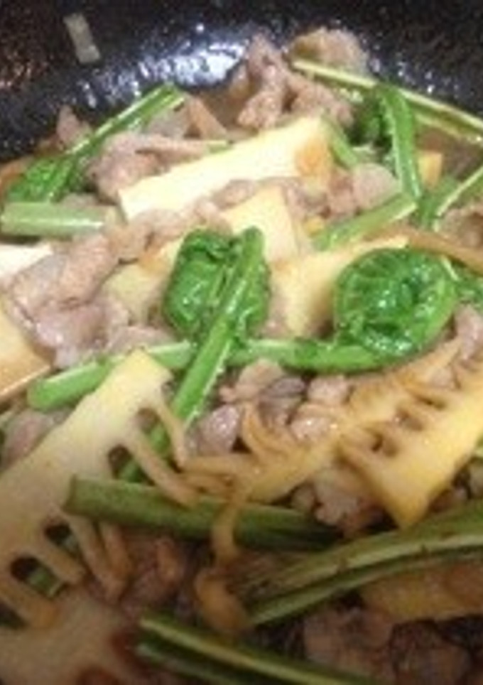 筍とこごみと豚肉の炒め物☆-レシピのメイン写真