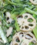 わさび水菜と、レンコン簡単料理