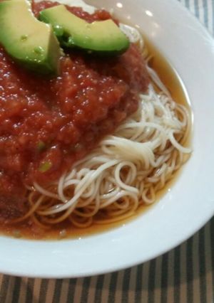 悪阻に負けるな！サルサ風そうめん-レシピのメイン写真