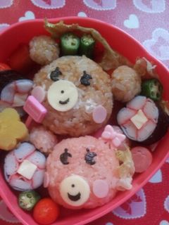 キャラ弁 双子のくまたん 男の子&女の子-レシピのメイン写真