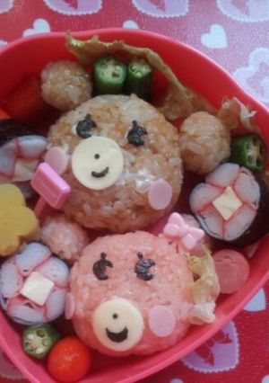 キャラ弁　双子のくまたん　男の子＆女の子-レシピのメイン写真