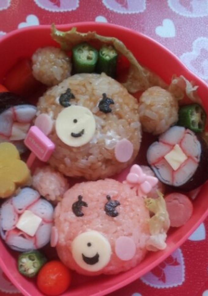 キャラ弁　双子のくまたん　男の子＆女の子-レシピのメイン写真