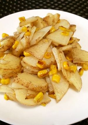 じゃがいもとコーンの薄切り炒め-レシピのメイン写真