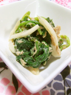 菜の花と玉ねぎのツナごま和え パスタにも-レシピのメイン写真