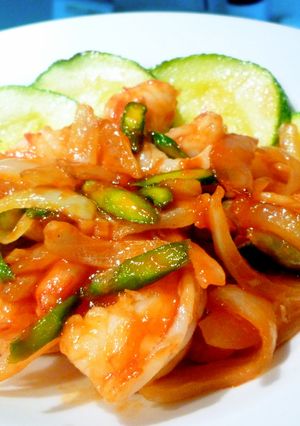 海老と野菜のチリソース風ピリ辛炒め-レシピのメイン写真