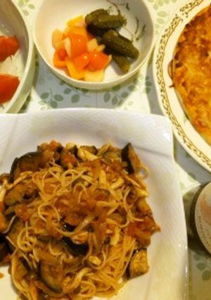 茄子とキノコのナポリタン-レシピのメイン写真