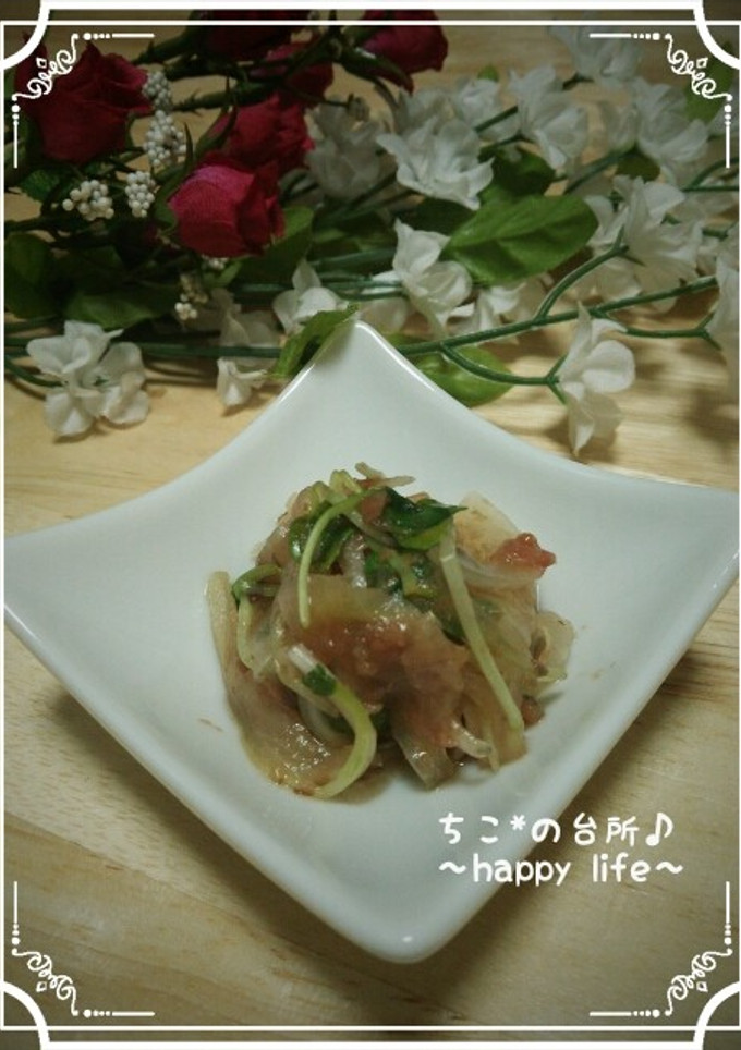 新玉ねぎとかいわれの梅おかか和え♪-レシピのメイン写真