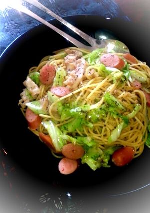 豚バラと春キャベツのポン酢和風パスタ-レシピのメイン写真