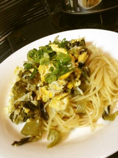 高菜としらすと卵の和風パスタ-レシピのメイン写真