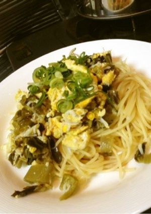 高菜としらすと卵の和風パスタ-レシピのメイン写真