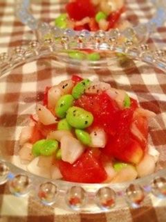 新玉ねぎとトマトのオリーブオイル和え-レシピのメイン写真