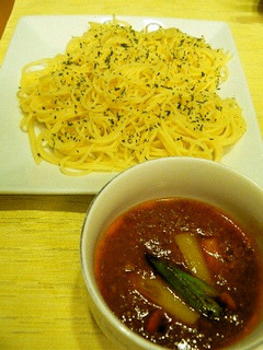 焼き野菜inミートソース★つけスパゲティ-レシピのメイン写真