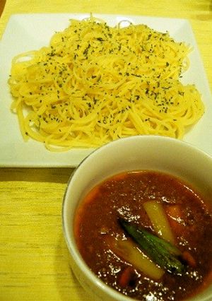 焼き野菜inミートソース★つけスパゲティ-レシピのメイン写真