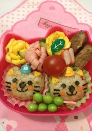 園児弁当(キャラ弁)ネコちゃん2匹-レシピのメイン写真