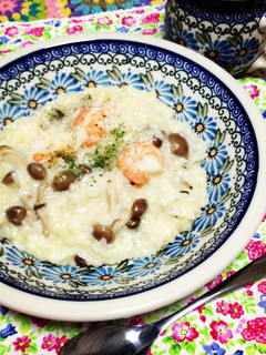パパッと!エビとキノコのチーズリゾット☆-レシピのメイン写真