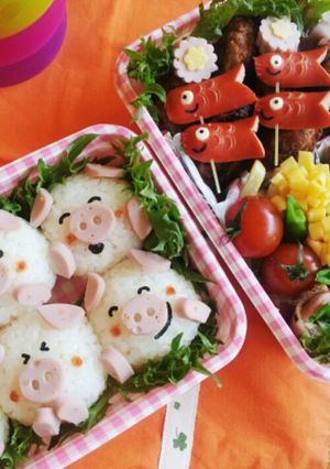 キャラ弁！ブタさんの弁当！-レシピのメイン写真