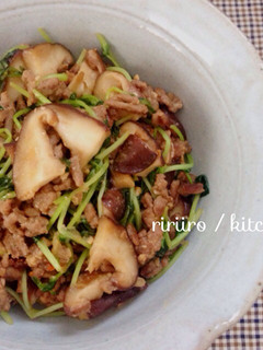 豆苗としいたけの中華風味噌炒め-レシピのメイン写真