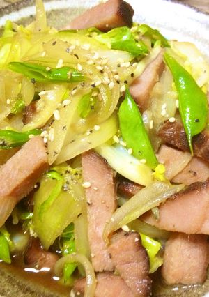 ハム野菜炒め-レシピのメイン写真