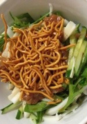 水菜とベビースターのメシウマサラダ梅風味-レシピのメイン写真