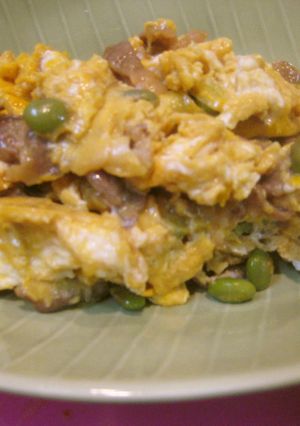 牛肉と枝豆の卵とじ-レシピのメイン写真
