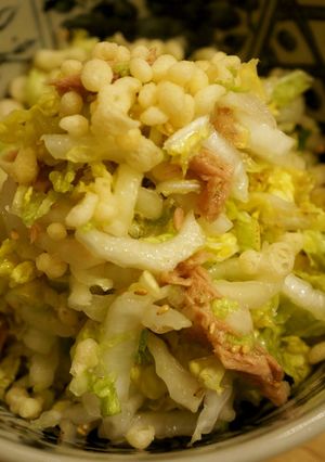 白菜のツナ和え。トッピングに揚げだまを。-レシピのメイン写真