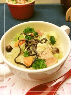 ♡お野菜たっぷり♡ 塩昆布×豆乳スープ-レシピのメイン写真
