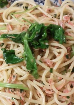 時短!干しエビと三つ葉の和風パスタ-レシピのメイン写真