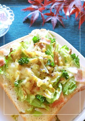 キャベツ×ベーコンのカレー風味トースト-レシピのメイン写真