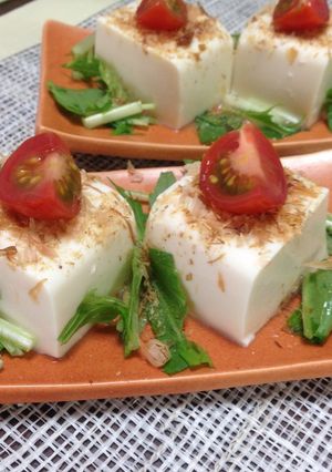 水菜と豆腐 ケーキ風サラダ冷や奴-レシピのメイン写真