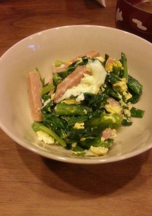 小松菜とスパムの炒め煮-レシピのメイン写真