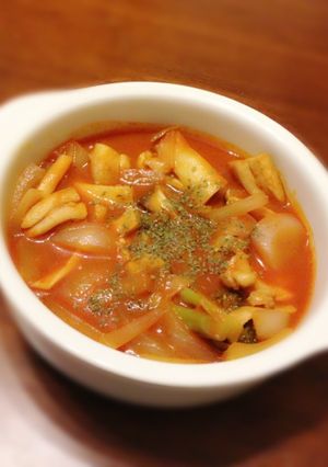＊ひとりカフェ＊鶏肉のトマト煮風-レシピのメイン写真