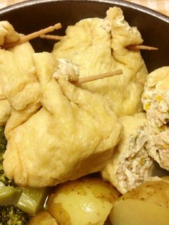 優しい味♡鶏挽肉と豆腐の巾着煮-レシピのメイン写真