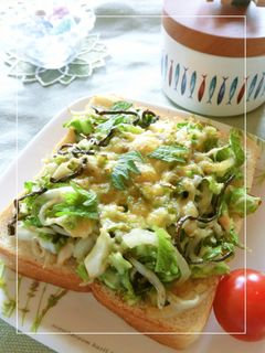 たっぷりキャベツ♡しらす塩昆布トースト-レシピのメイン写真