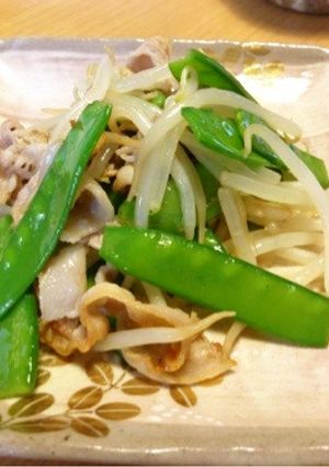 絹さやともやしの豚肉炒め-レシピのメイン写真