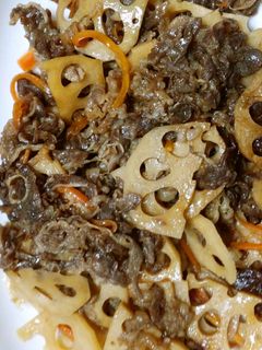 レンコンと牛肉の甘辛炒め-レシピのメイン写真