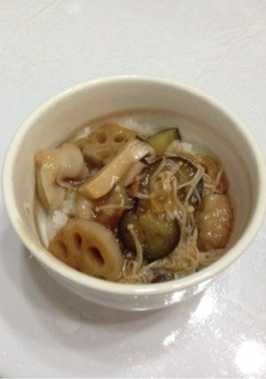 お野菜とキノコの梅風味あんかけ丼-レシピのメイン写真