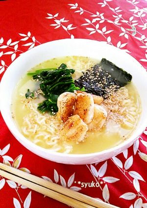 バターでコク旨♡お餅と青菜の塩らーめん-レシピのメイン写真