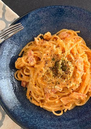 レンジで完成！秘密の絶品トマたまパスタ-レシピのメイン写真