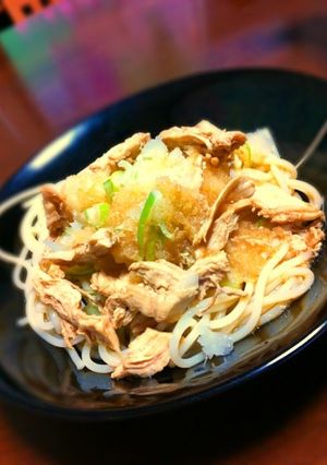 茹で鶏のおろしわさポンパスタ-レシピのメイン写真