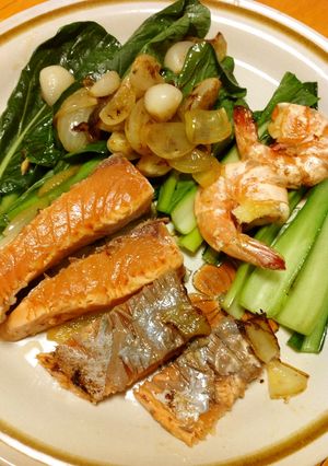 フライパン一つ!魚介と野菜の付け合わせ-レシピのメイン写真