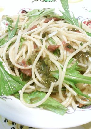 水菜ネバネバさっぱりエコパスタ。-レシピのメイン写真