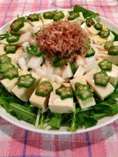 オクラ×長芋のネバネバ豆腐サラダ♪-レシピのメイン写真
