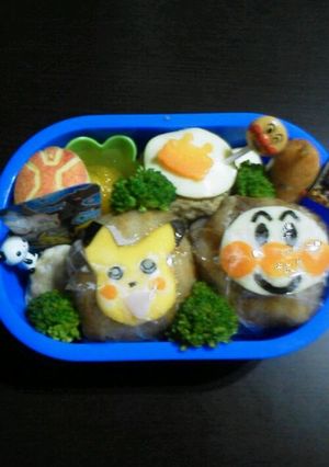 アンパンマン&ピカチュウの肉巻きおにぎり-レシピのメイン写真