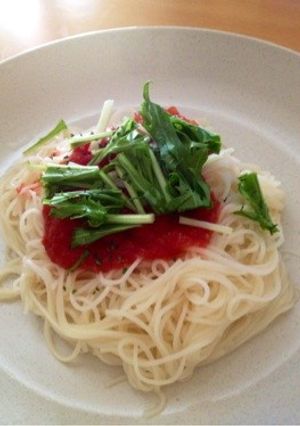 5分で簡単！トマト缶の冷製トマト素麺♡-レシピのメイン写真