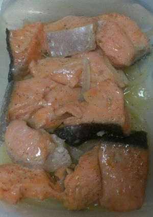 ☆ﾙｸｴでサーモンの蒸し焼き☆-レシピのメイン写真
