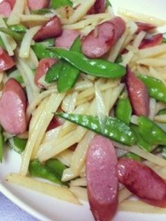 絹さやとウインナーとジャガイモ炒め☆簡単-レシピのメイン写真