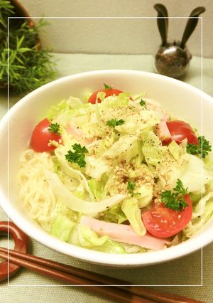 レタスたっぷり　我が家の塩らーめん-レシピのメイン写真