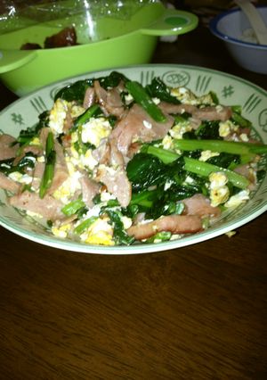スパムとほうれん草の炒め物-レシピのメイン写真