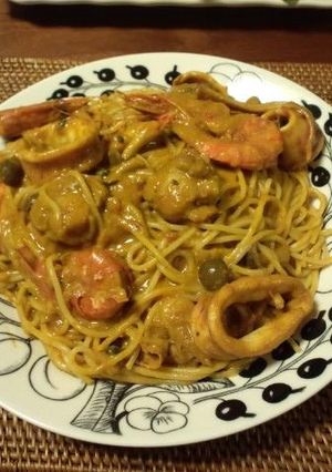 シーフードカレークリームパスタ-レシピのメイン写真